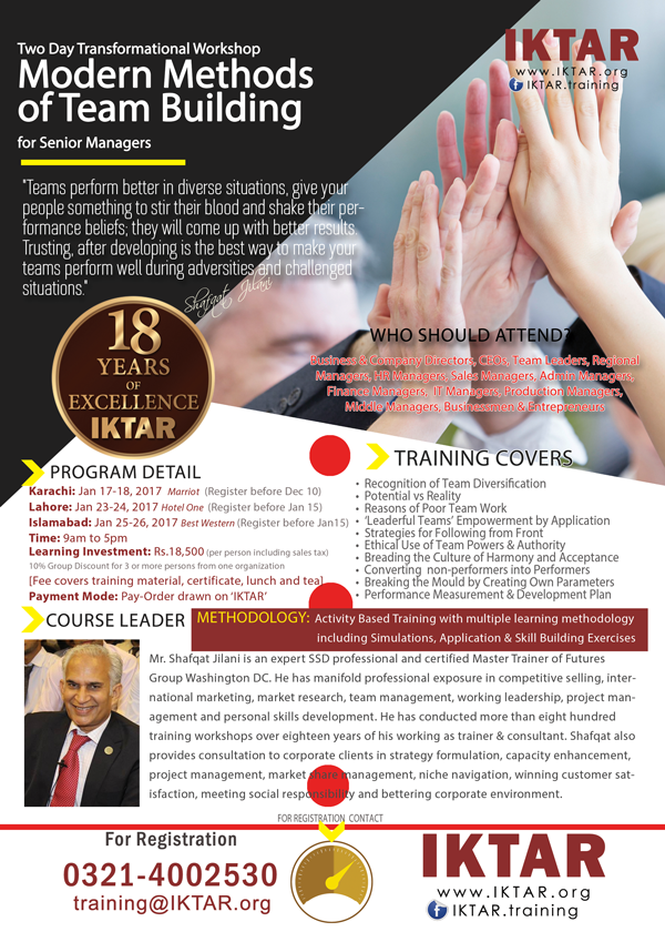 Modern Methods of Team Building Training by IKTAR Modern Methods of Team Building