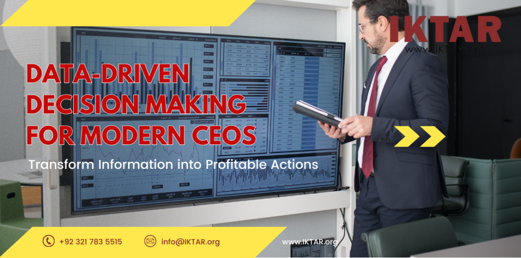 CEO reviewing business analytics dashboard, representing data-driven decision-making strategies for modern leaders.