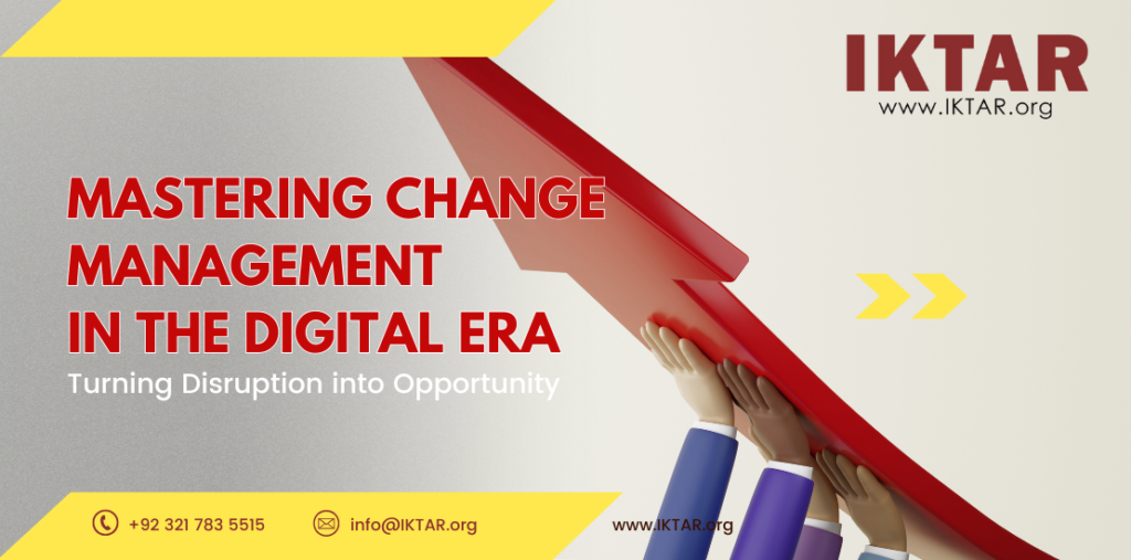 Business leader guiding a team through digital transformation, representing effective change management in the modern era.
