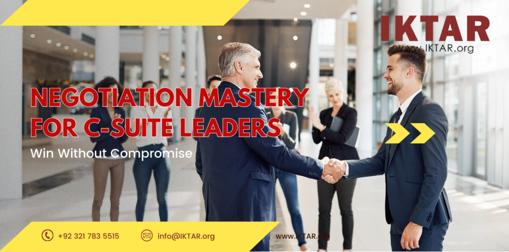 C-Suite leaders engaging in a high-stakes business negotiation, representing mastery of negotiation skills