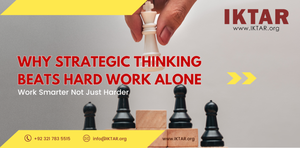Business leader analyzing strategy plans, representing the power of strategic thinking over hard work alone